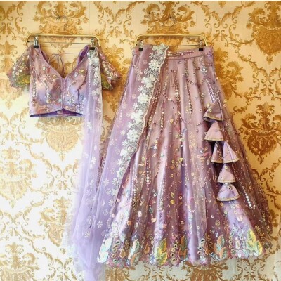 New multicolour mirror work net fabric