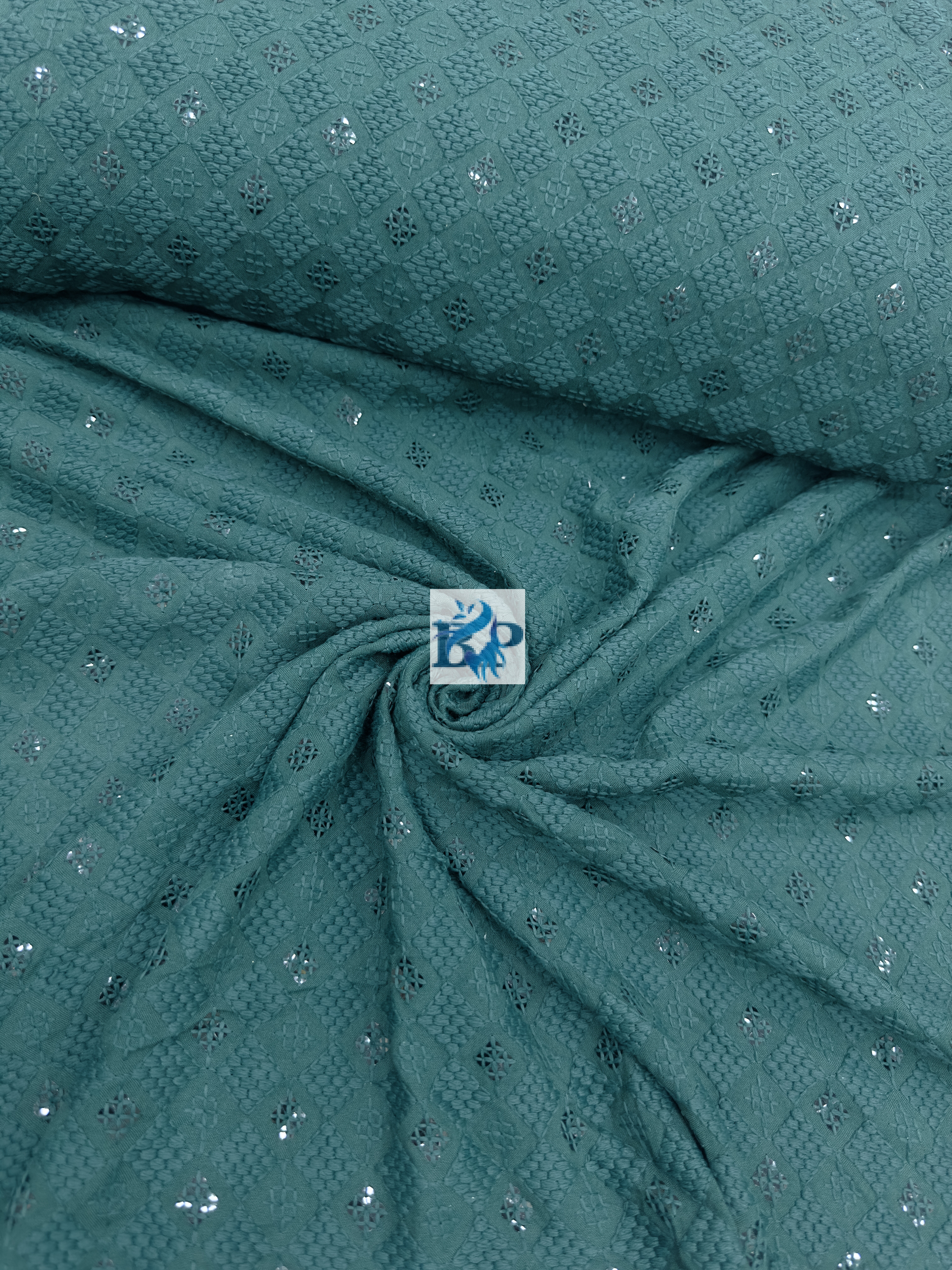 Thread work cotton fabric