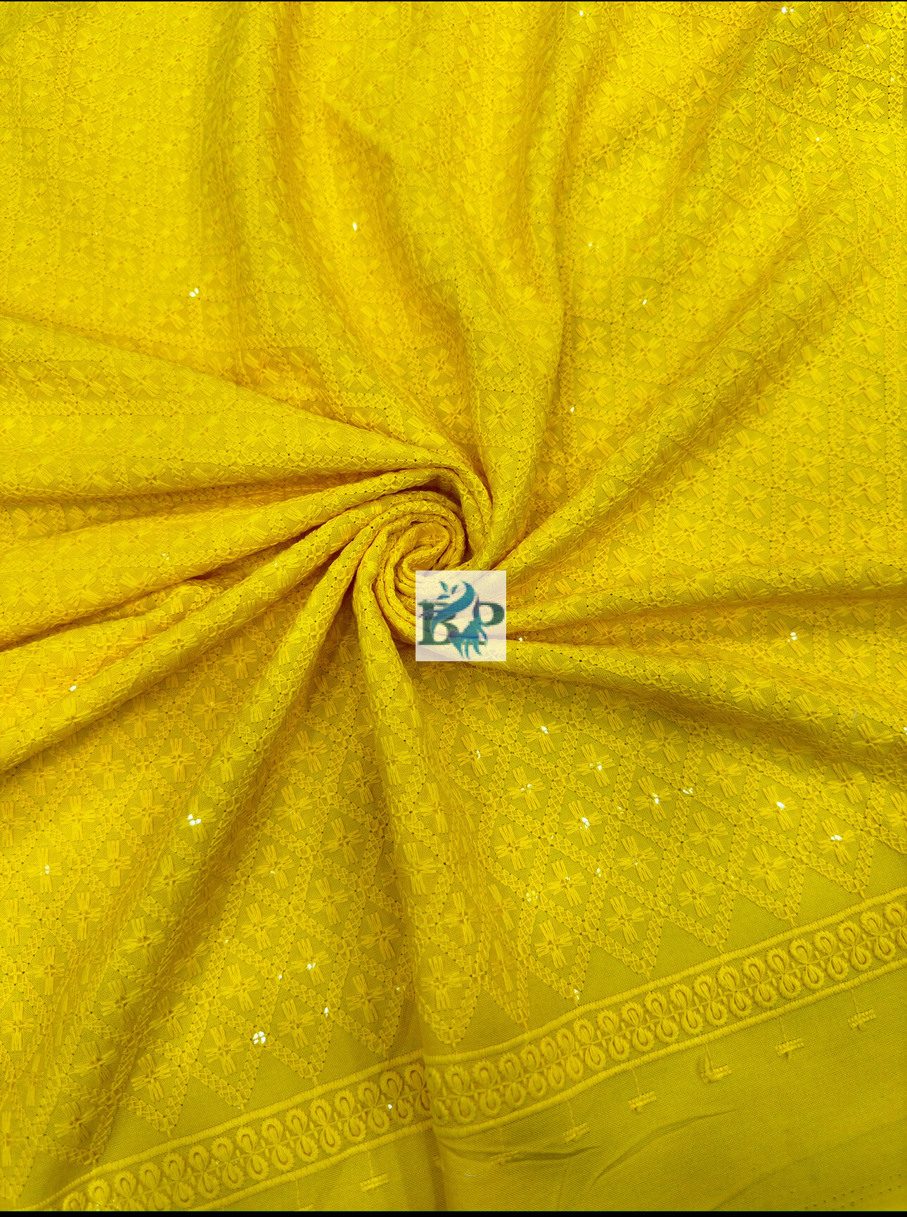 Thread work cotton fabric