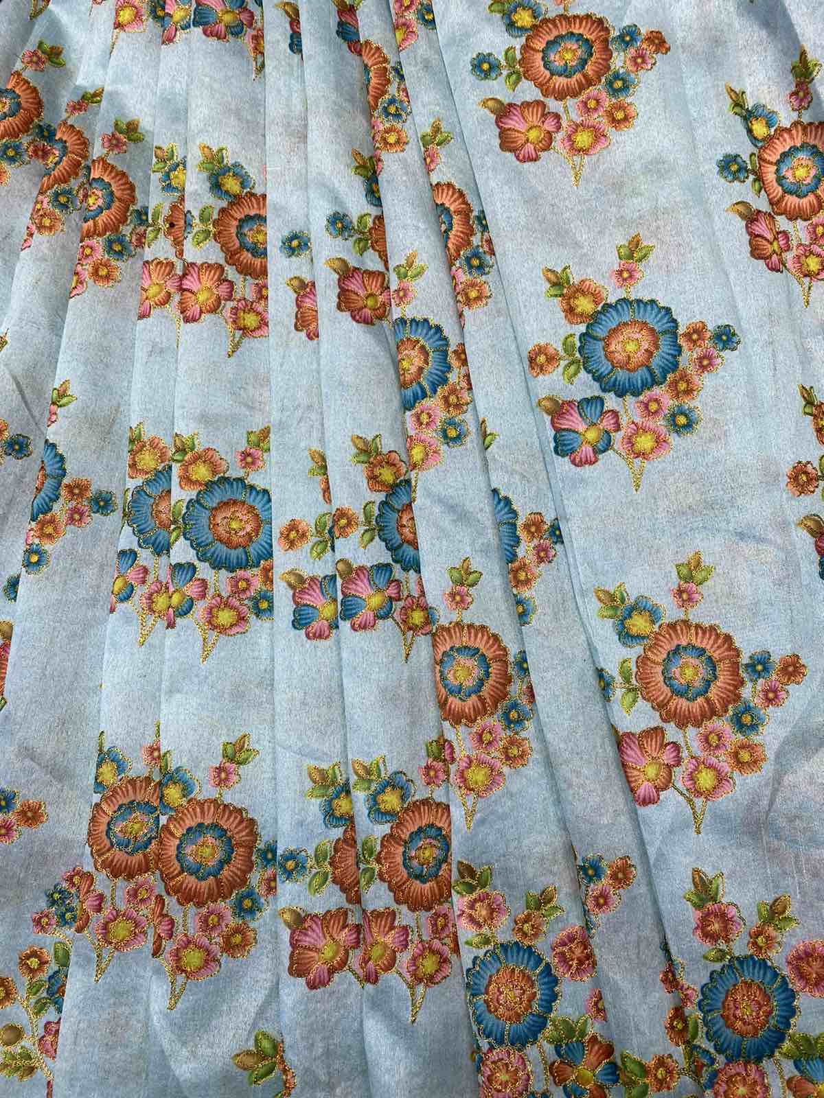RAWSILK PRINTED EMBRIODERY