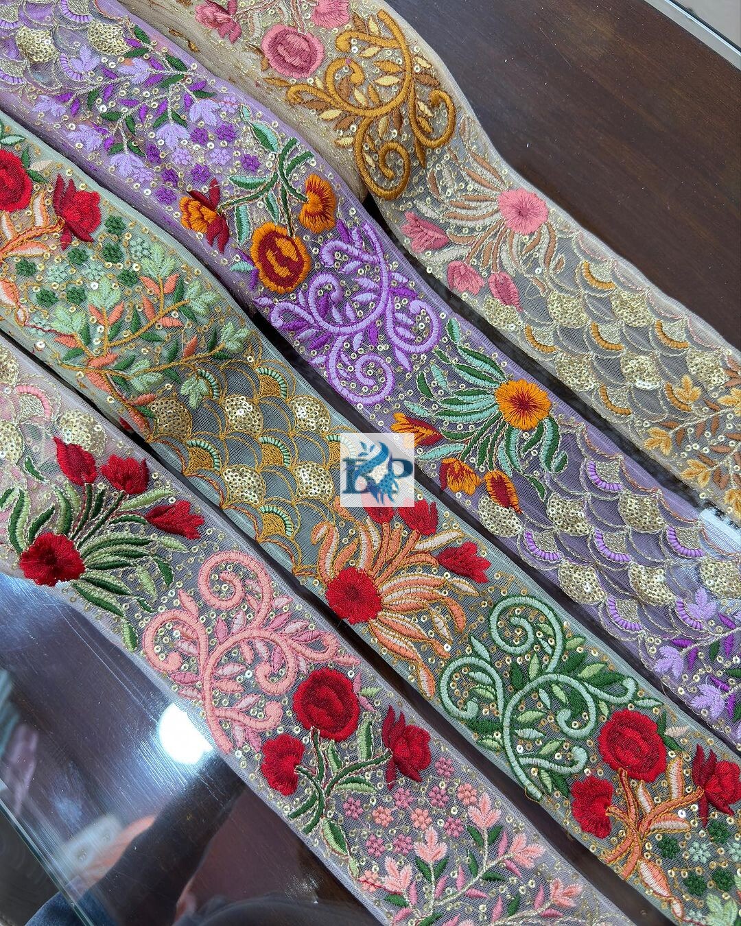 Fulkari embroidery multicolor lace