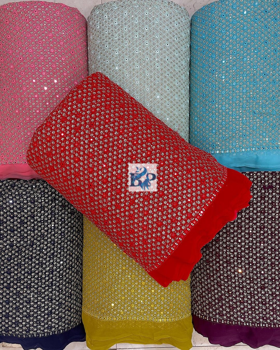 Zardosi embroidery georgette fabric
