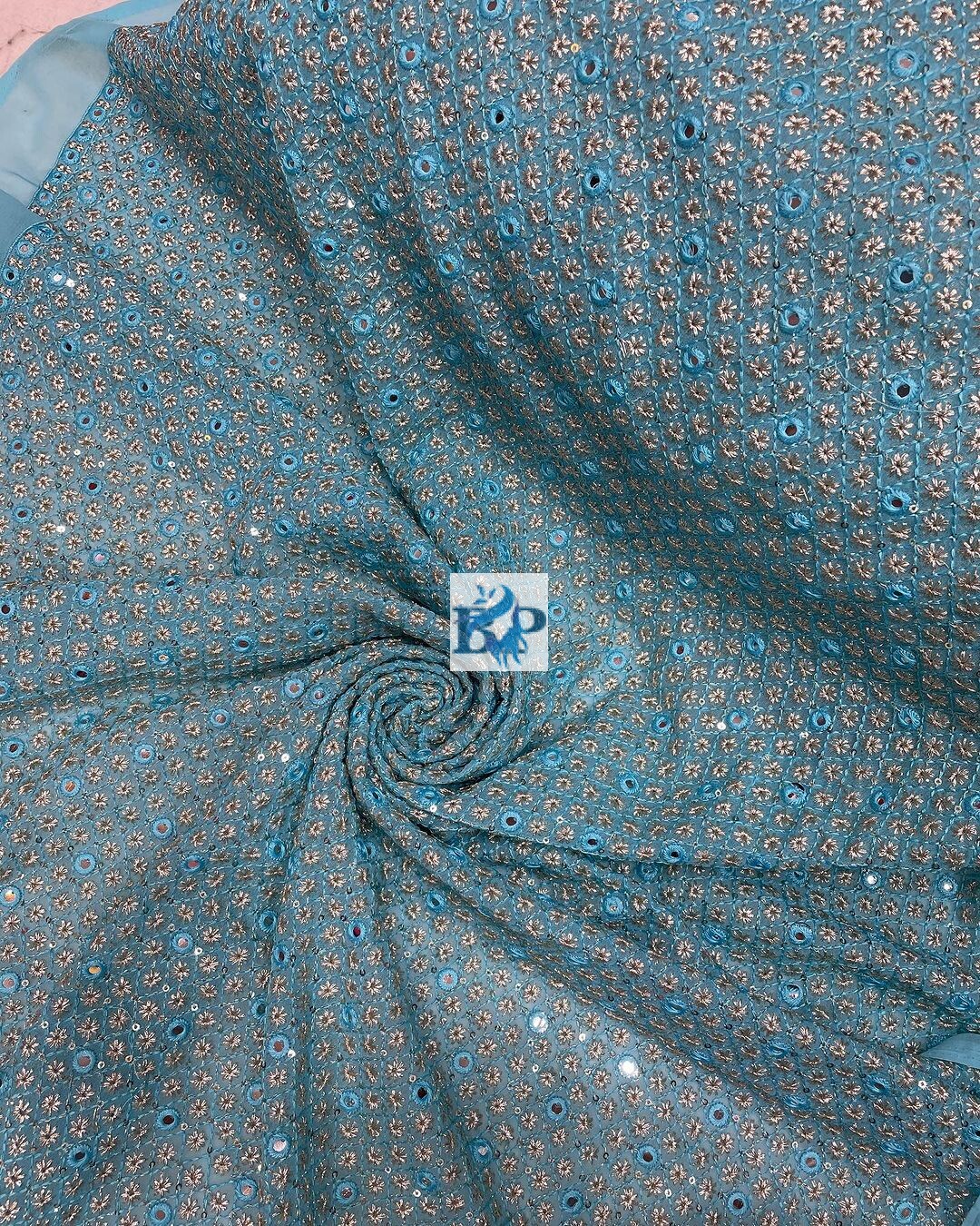 Zardosi embroidery georgette fabric